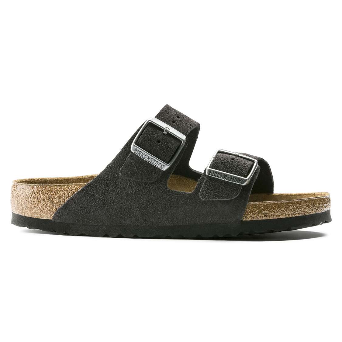 Birkenstock Arizona Soft Footbed Suede Leather Two Strap Sandals Grey | DOVPYnb5uKl