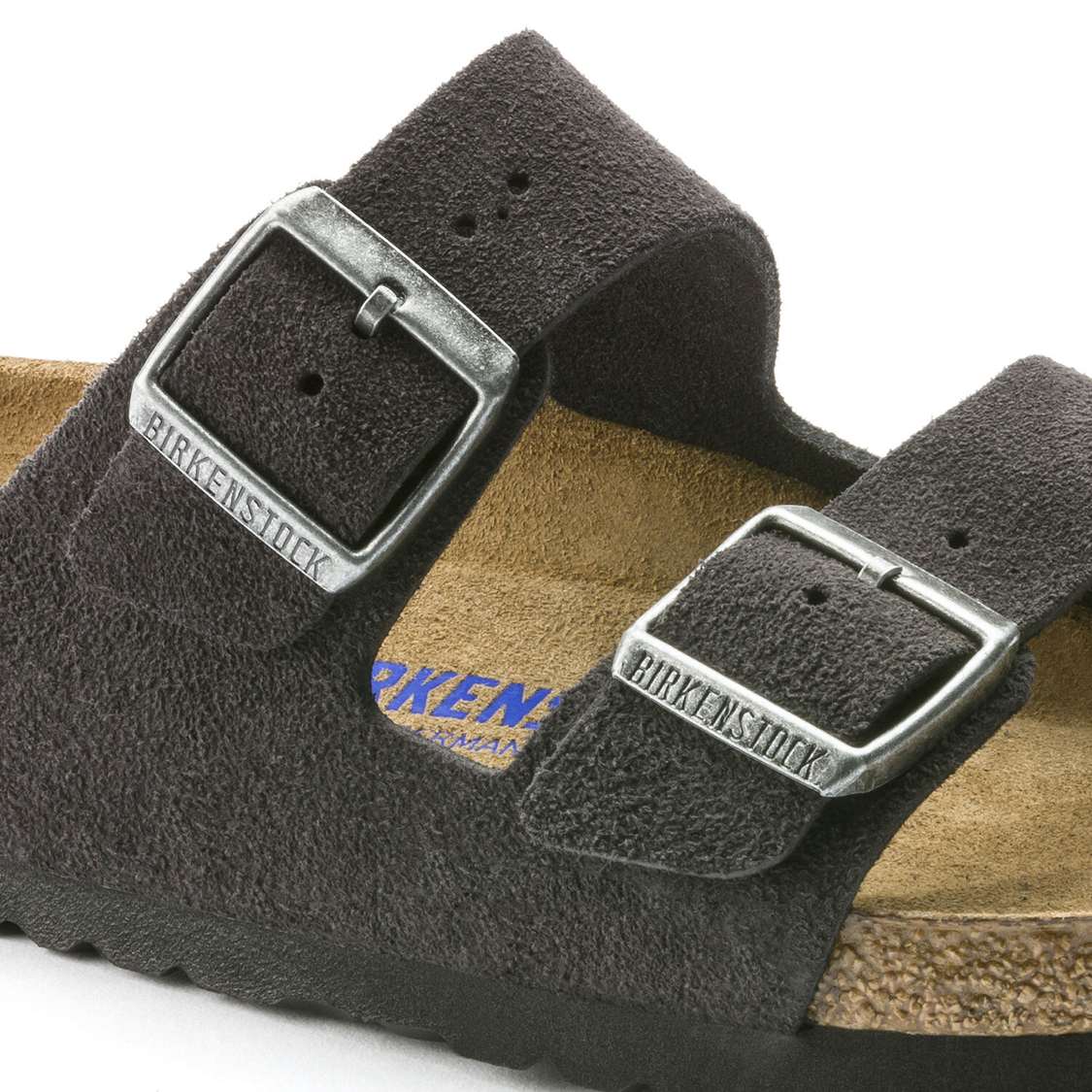 Birkenstock Arizona Soft Footbed Suede Leather Two Strap Sandals Grey | DOVPYnb5uKl