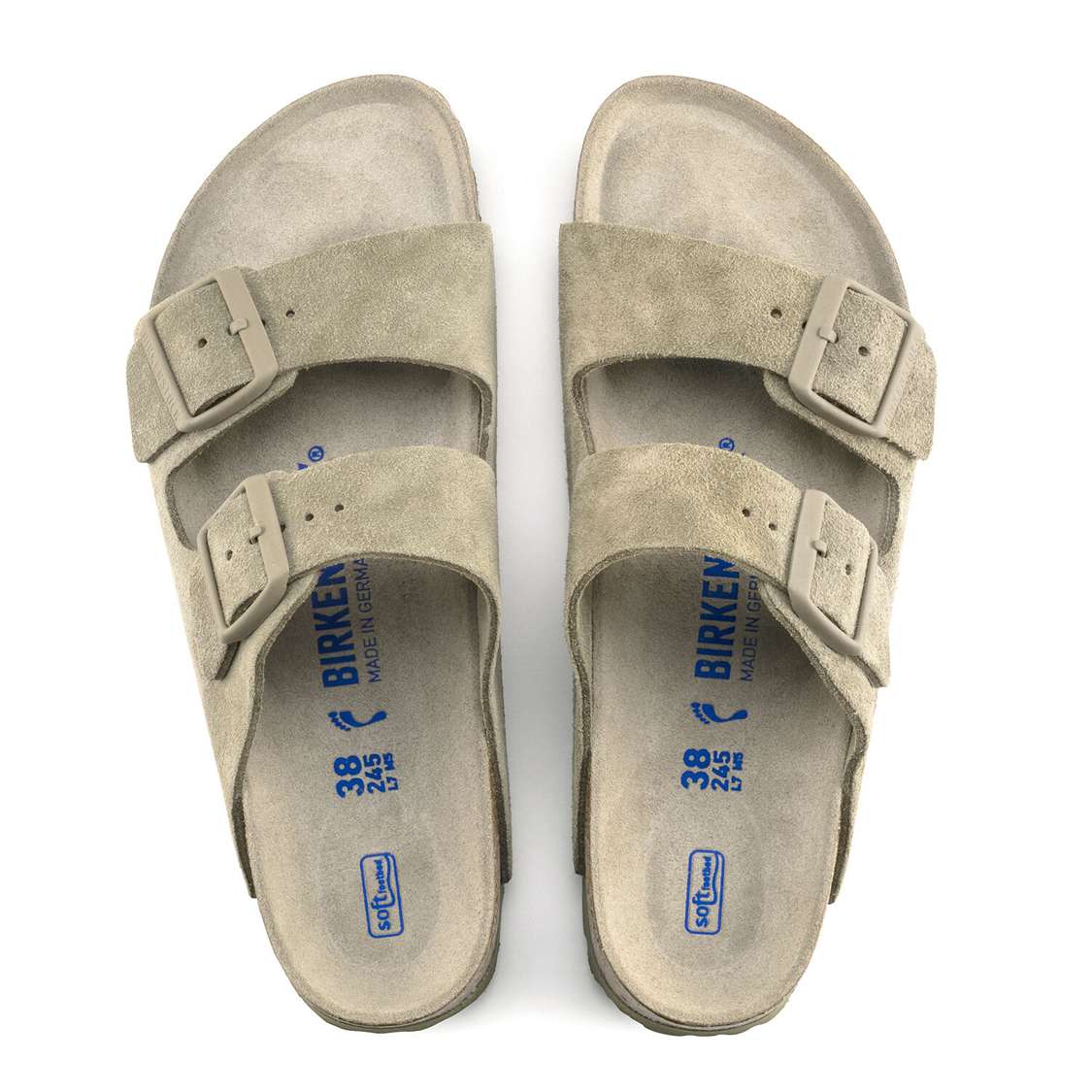 Birkenstock Arizona Soft Footbed Suede Leather Two Strap Sandals Khaki | Fq9kTeIq4m2