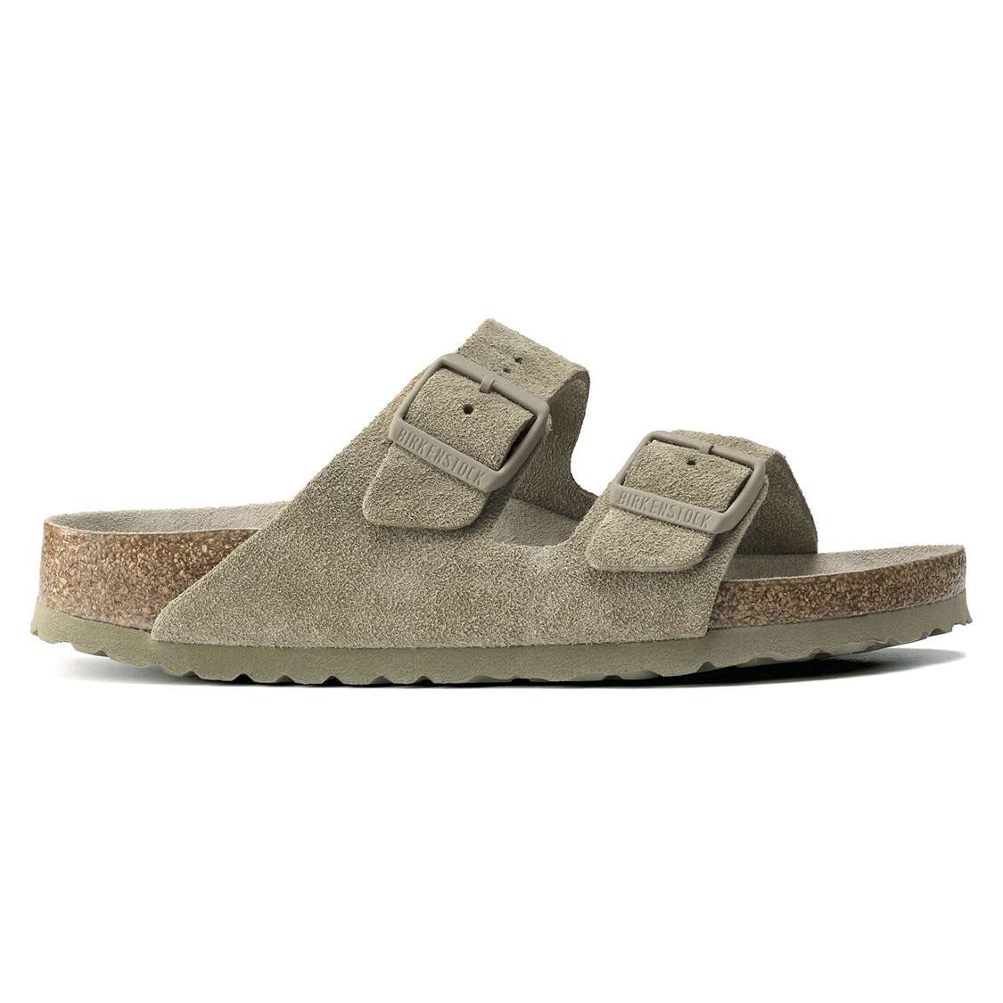 Birkenstock Arizona Soft Footbed Suede Leather Two Strap Sandals Khaki | Fq9kTeIq4m2