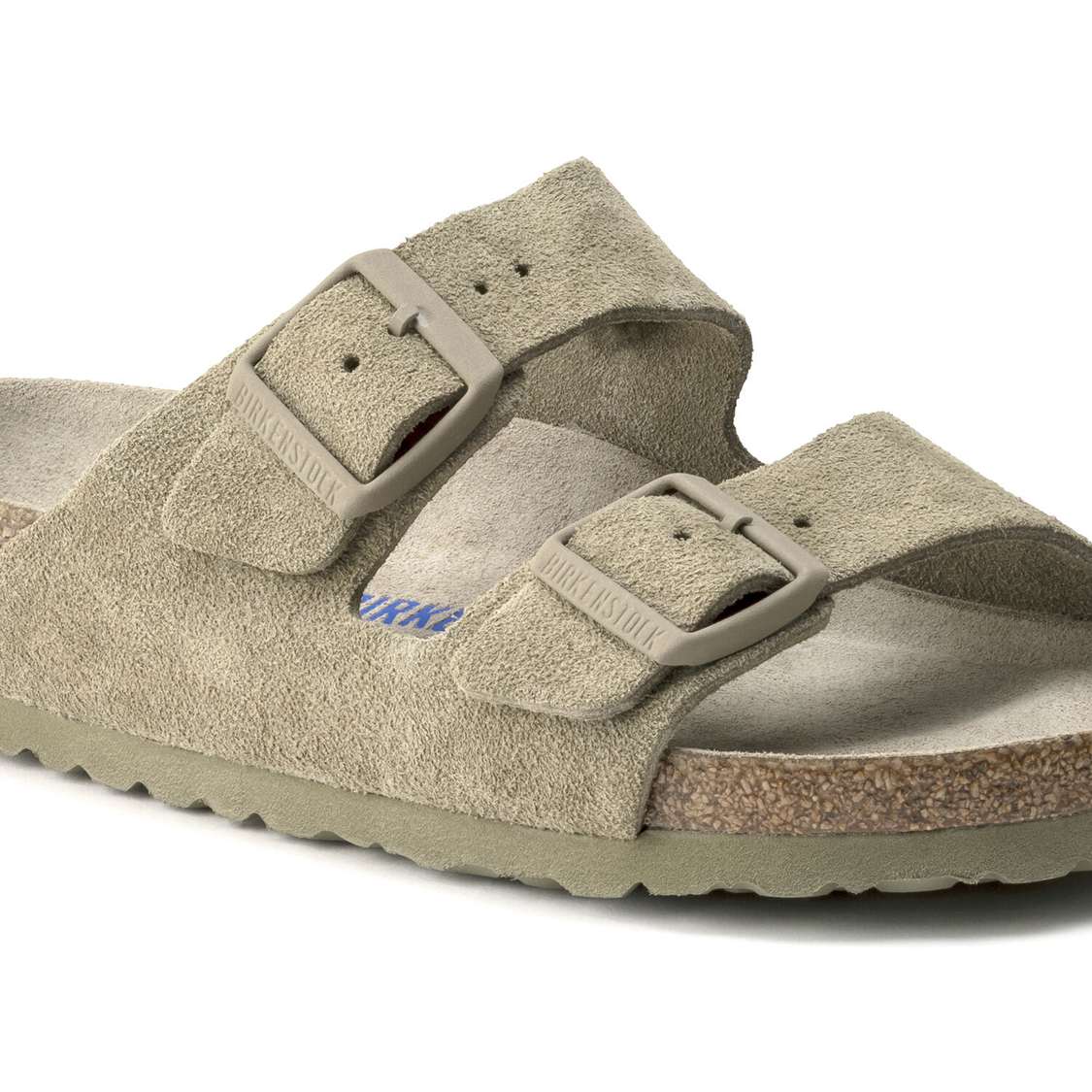 Birkenstock Arizona Soft Footbed Suede Leather Two Strap Sandals Khaki | Fq9kTeIq4m2