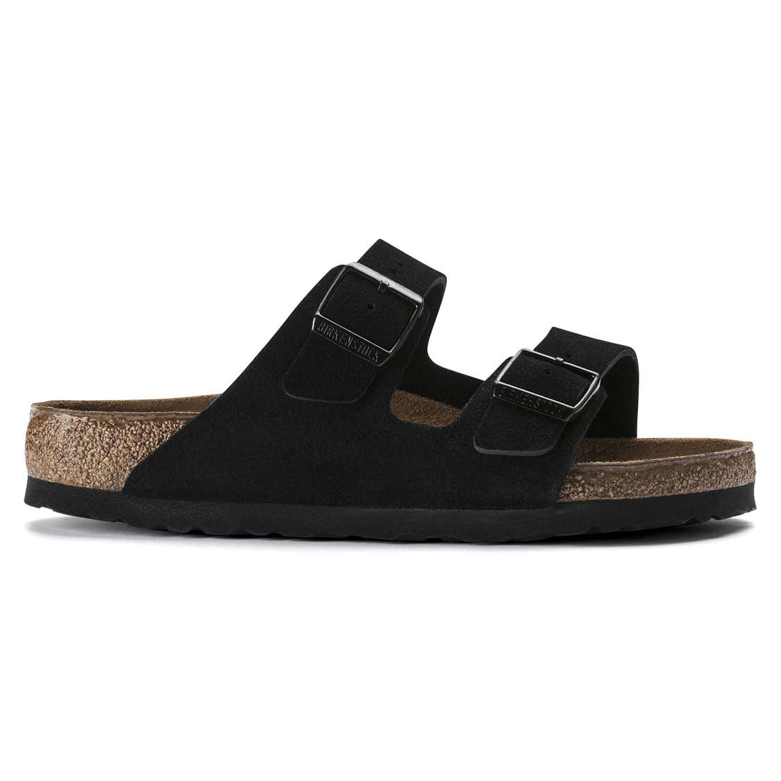 Birkenstock Arizona Soft Footbed Suede Leather Two Strap Sandals Black | NBQamOrX9nA