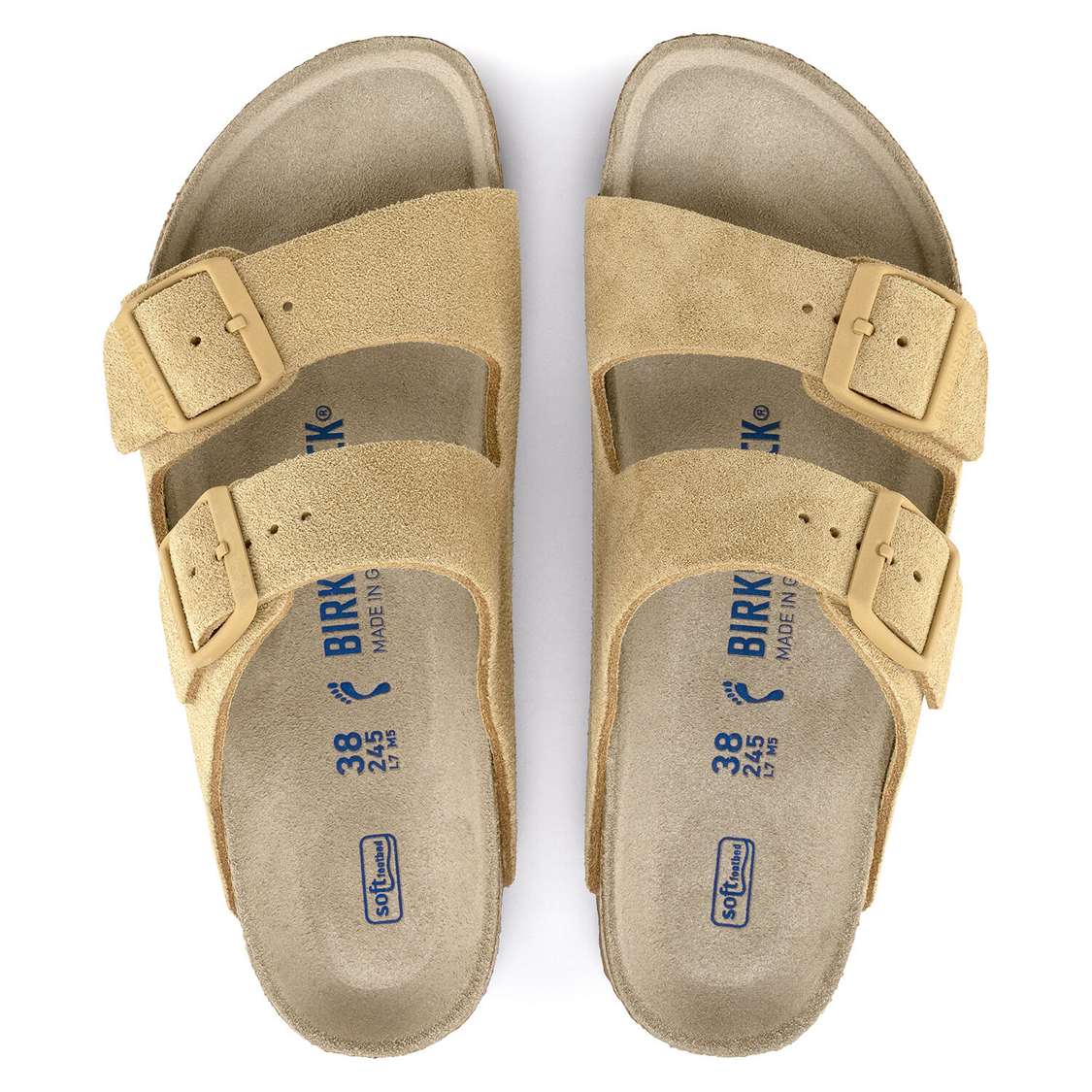 Birkenstock Arizona Soft Footbed Suede Leather Two Strap Sandals Cream | bgimvdTudjR