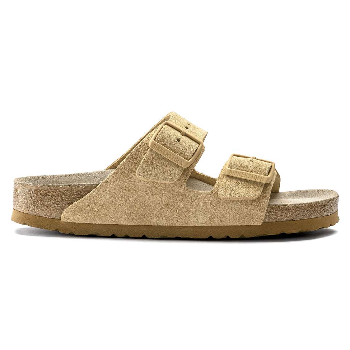 Birkenstock Arizona Soft Footbed Suede Leather Two Strap Sandals Cream | bgimvdTudjR