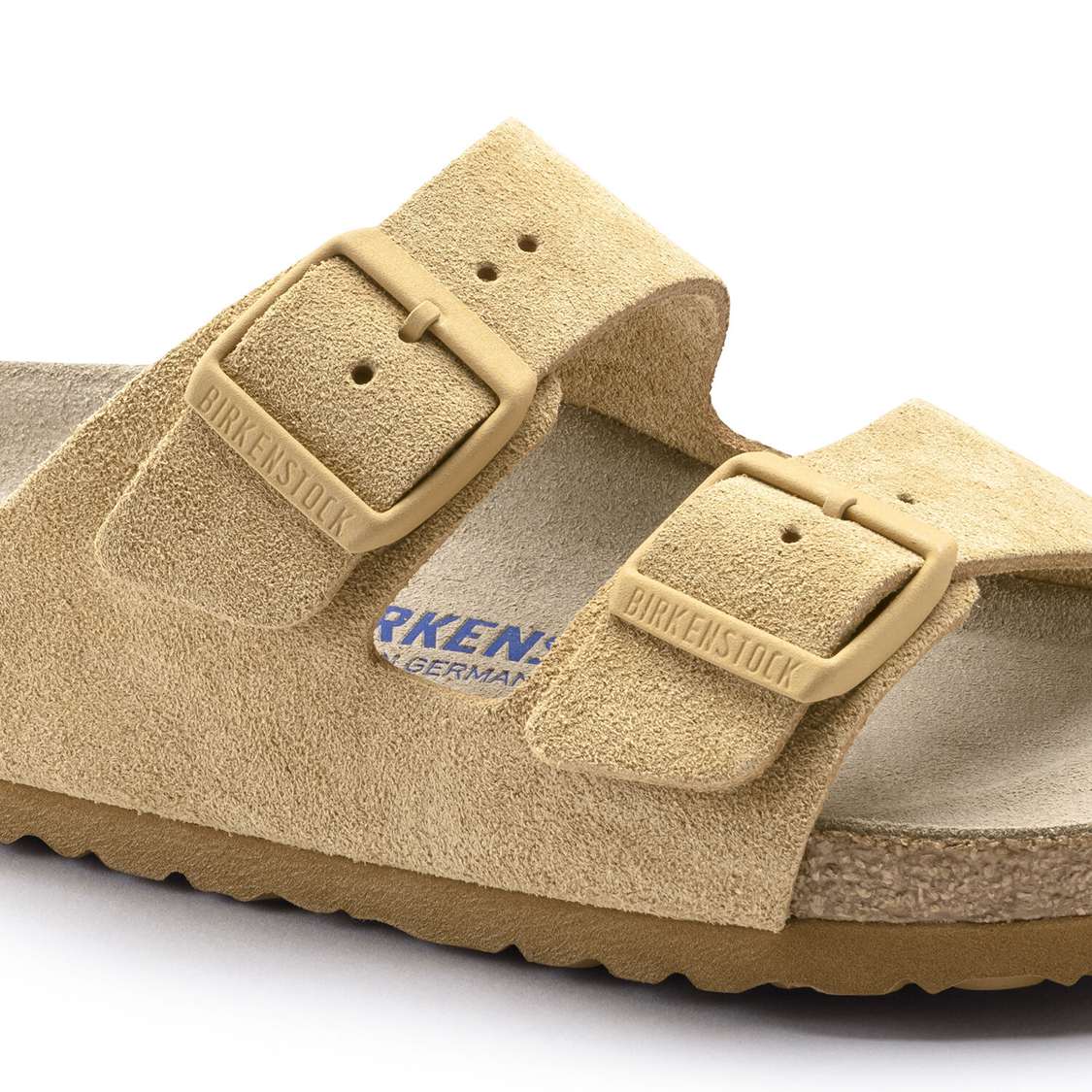 Birkenstock Arizona Soft Footbed Suede Leather Two Strap Sandals Cream | bgimvdTudjR