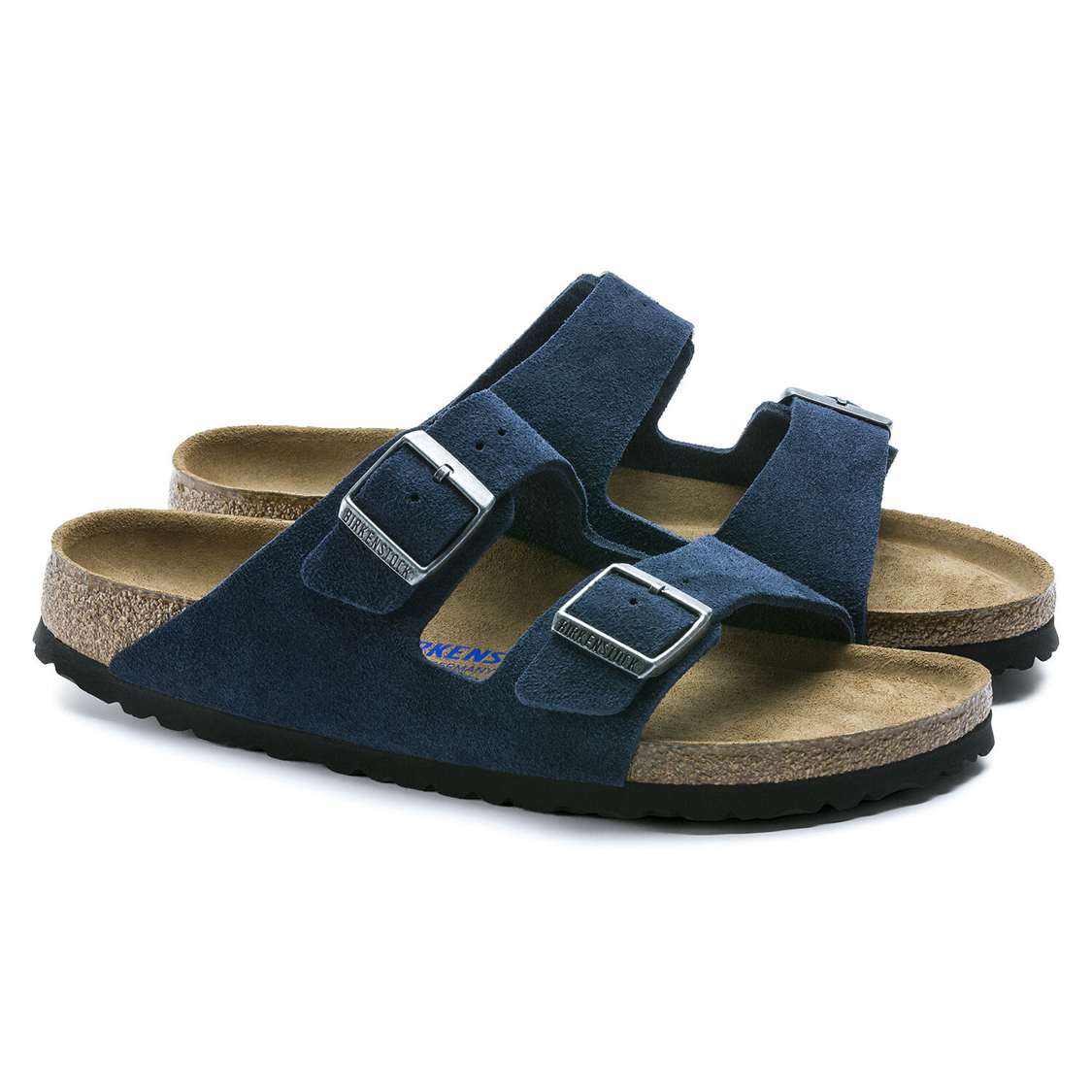 Birkenstock Arizona Soft Footbed Suede Leather Two Strap Sandals Blue | hP28GnVSpuU