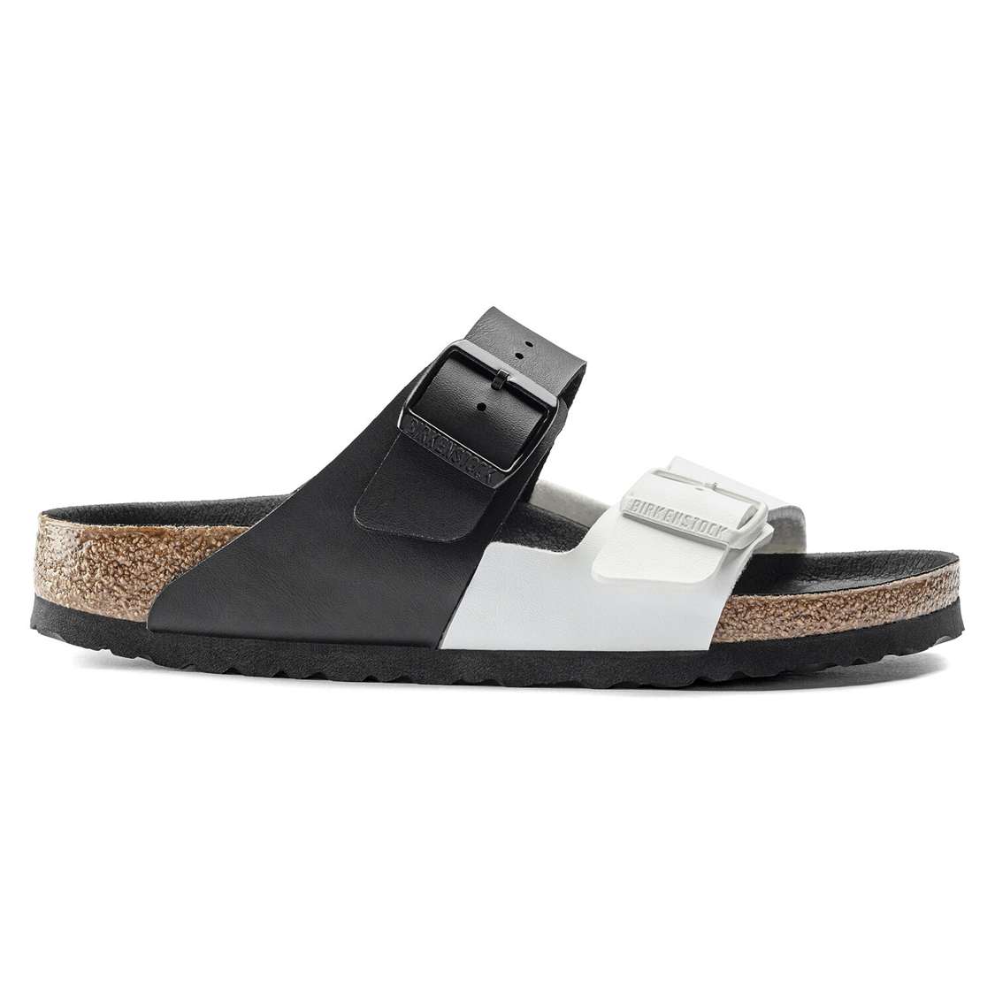 Birkenstock Arizona Split Birko-Flor Two Strap Sandals Black / White | 2zfGUBox1MX