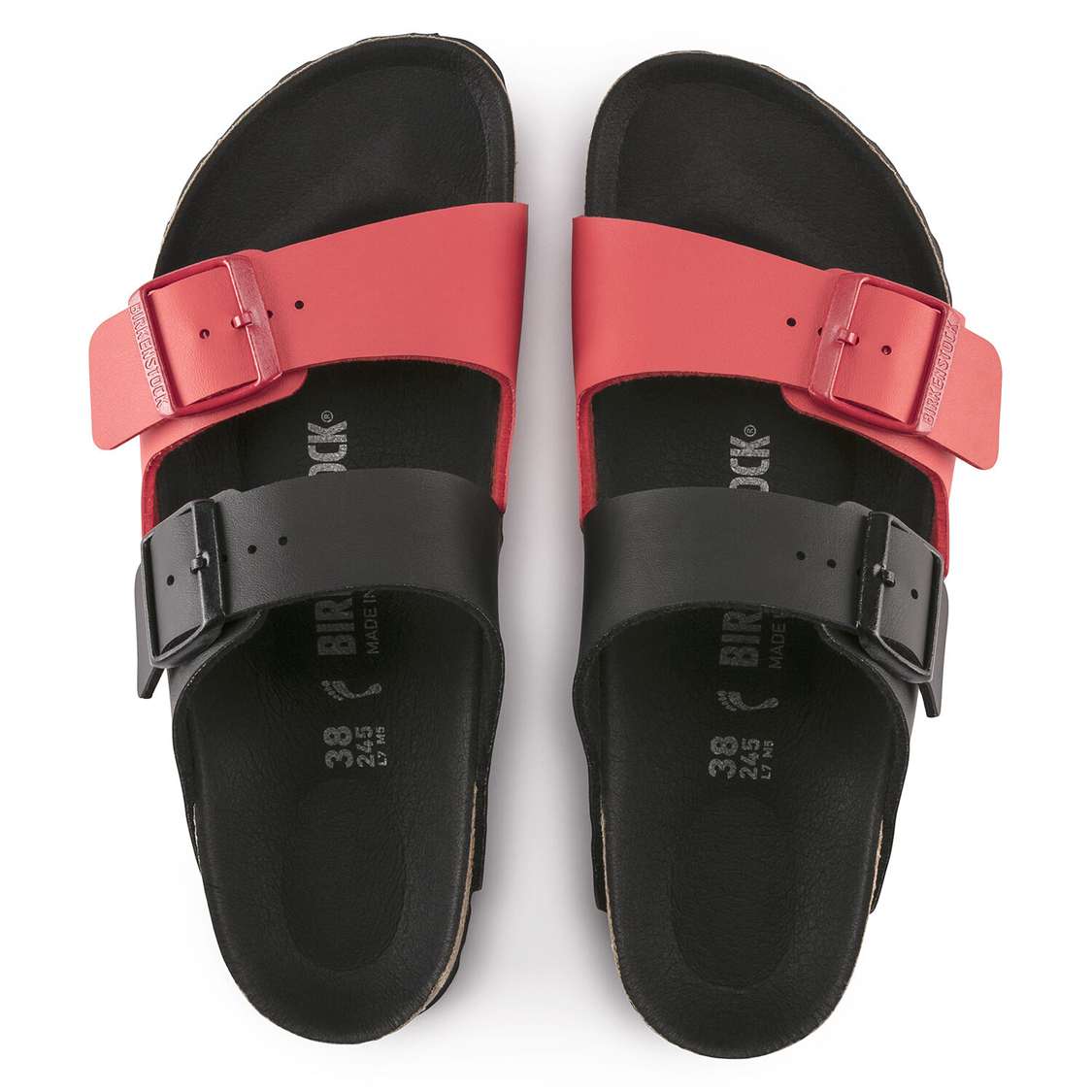 Birkenstock Arizona Split Birko-Flor Two Strap Sandals Black / Red | TJStUPK2sRG