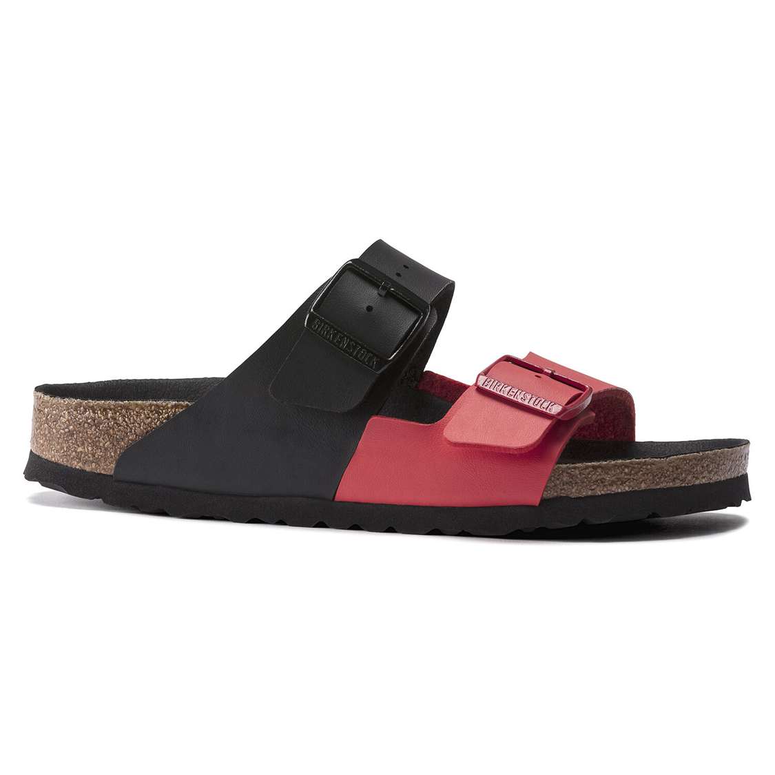 Birkenstock Arizona Split Birko-Flor Two Strap Sandals Black / Red | TJStUPK2sRG