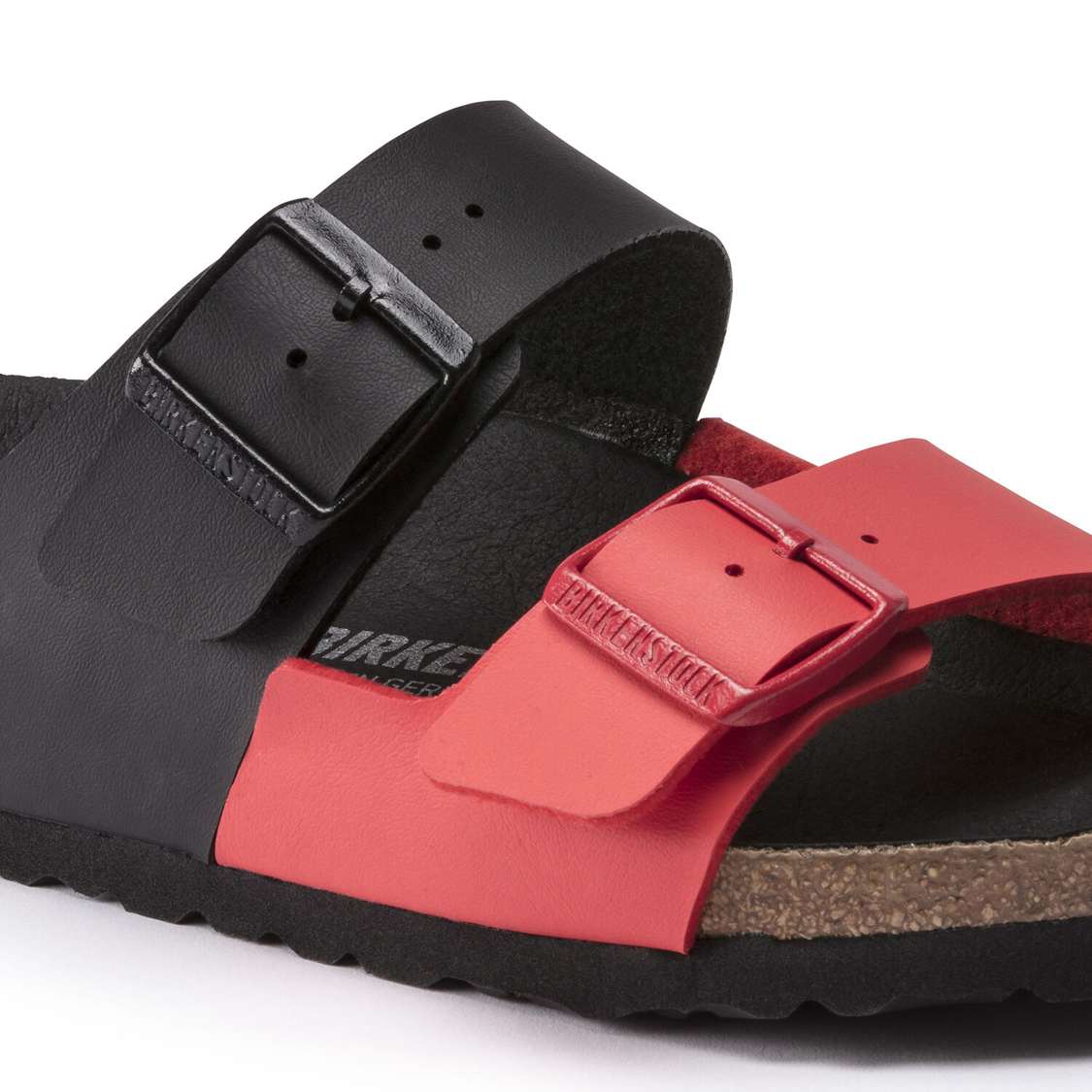 Birkenstock Arizona Split Birko-Flor Two Strap Sandals Black / Red | TJStUPK2sRG