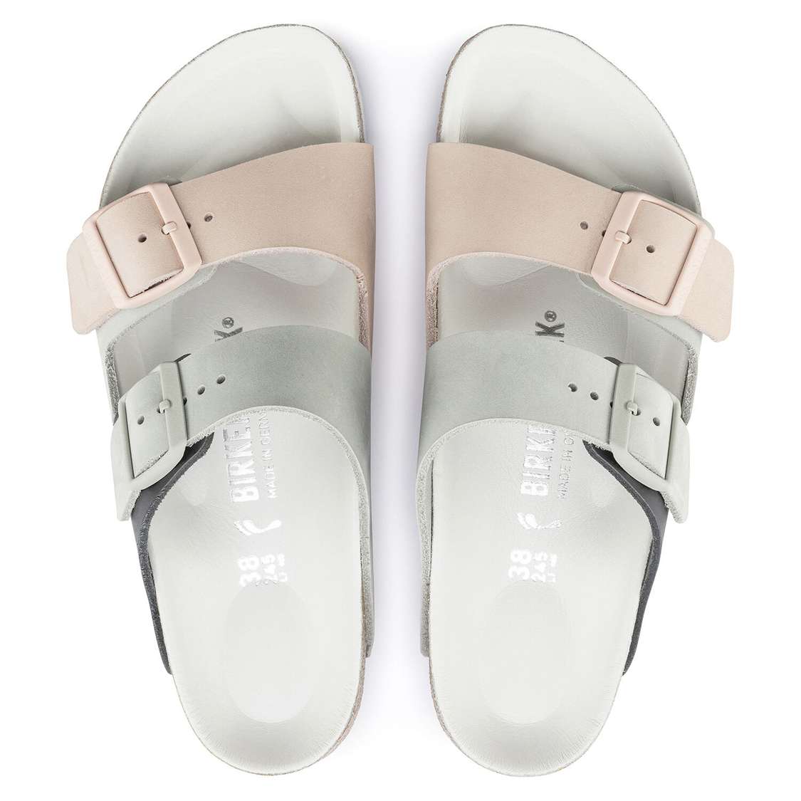 Birkenstock Arizona Split Nubuck Leather Two Strap Sandals Light Rose | R35YSFJXNwq