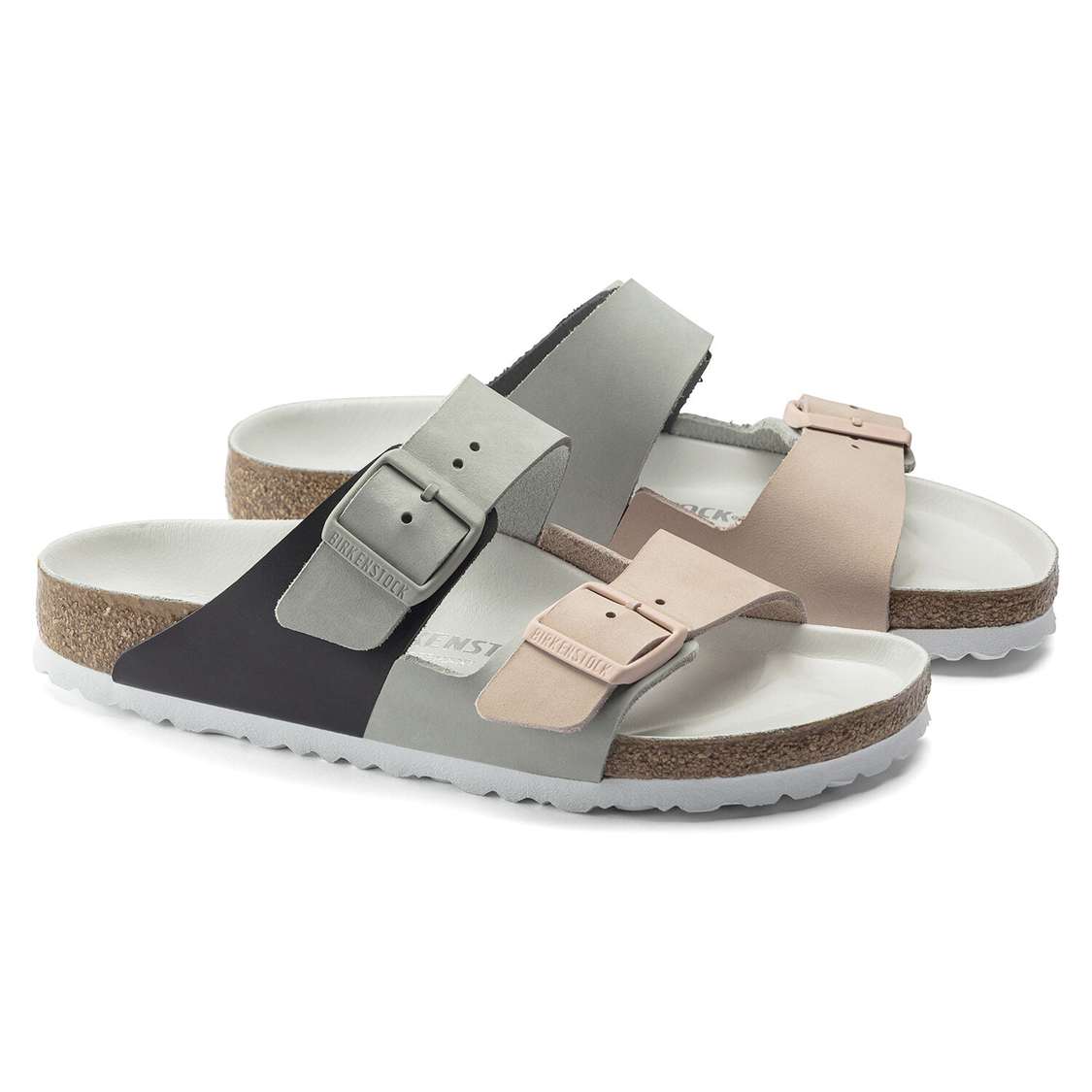 Birkenstock Arizona Split Nubuck Leather Two Strap Sandals Light Rose | R35YSFJXNwq