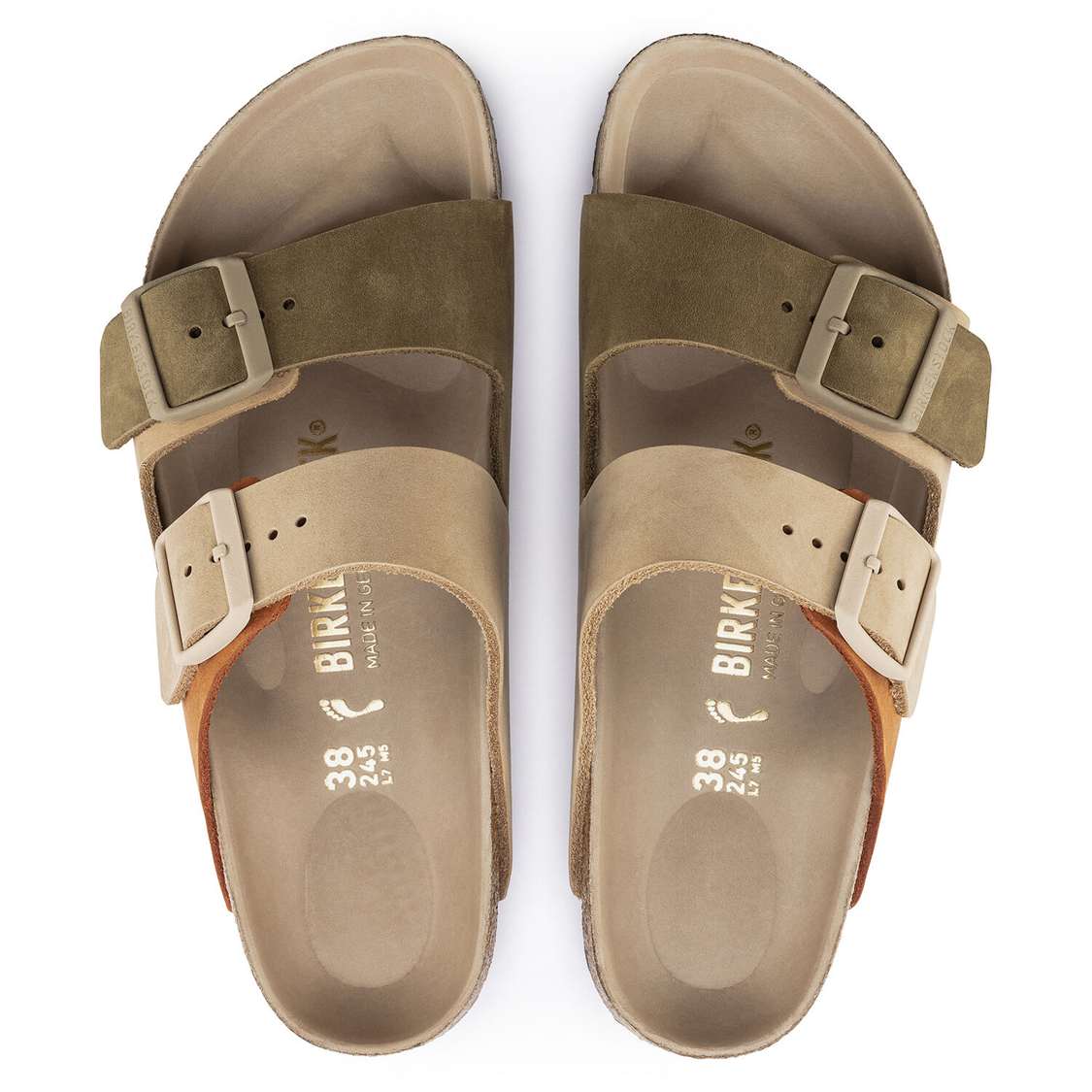 Birkenstock Arizona Split Nubuck Leather Two Strap Sandals Khaki | zUGkhR37mEY