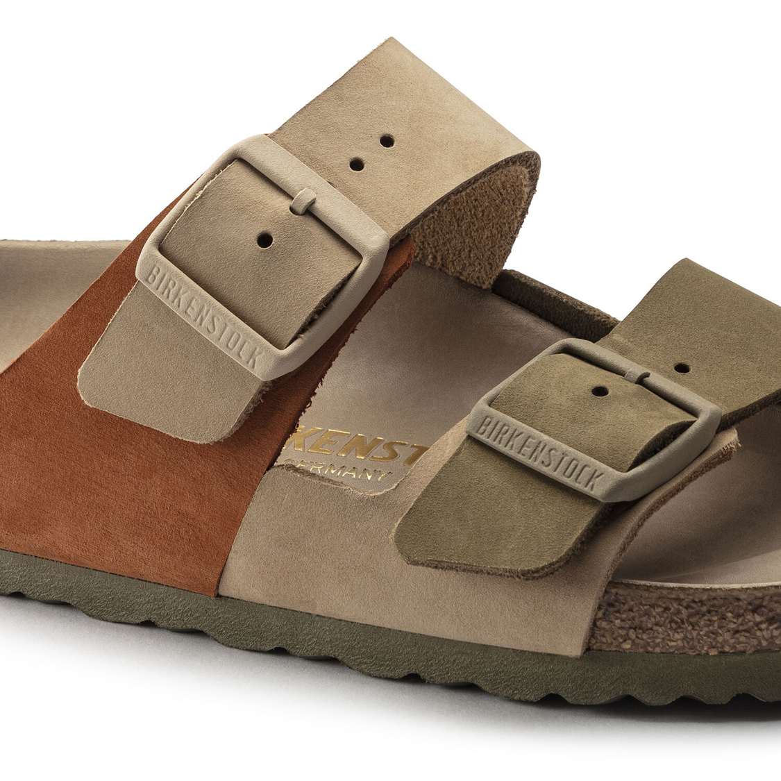 Birkenstock Arizona Split Nubuck Leather Two Strap Sandals Khaki | zUGkhR37mEY