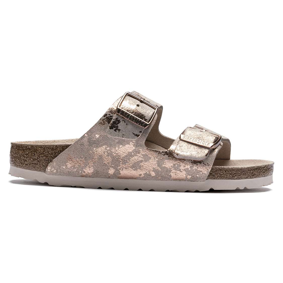 Birkenstock Arizona Suede Leather Two Strap Sandals Rose Copper | EKSifJ965eO