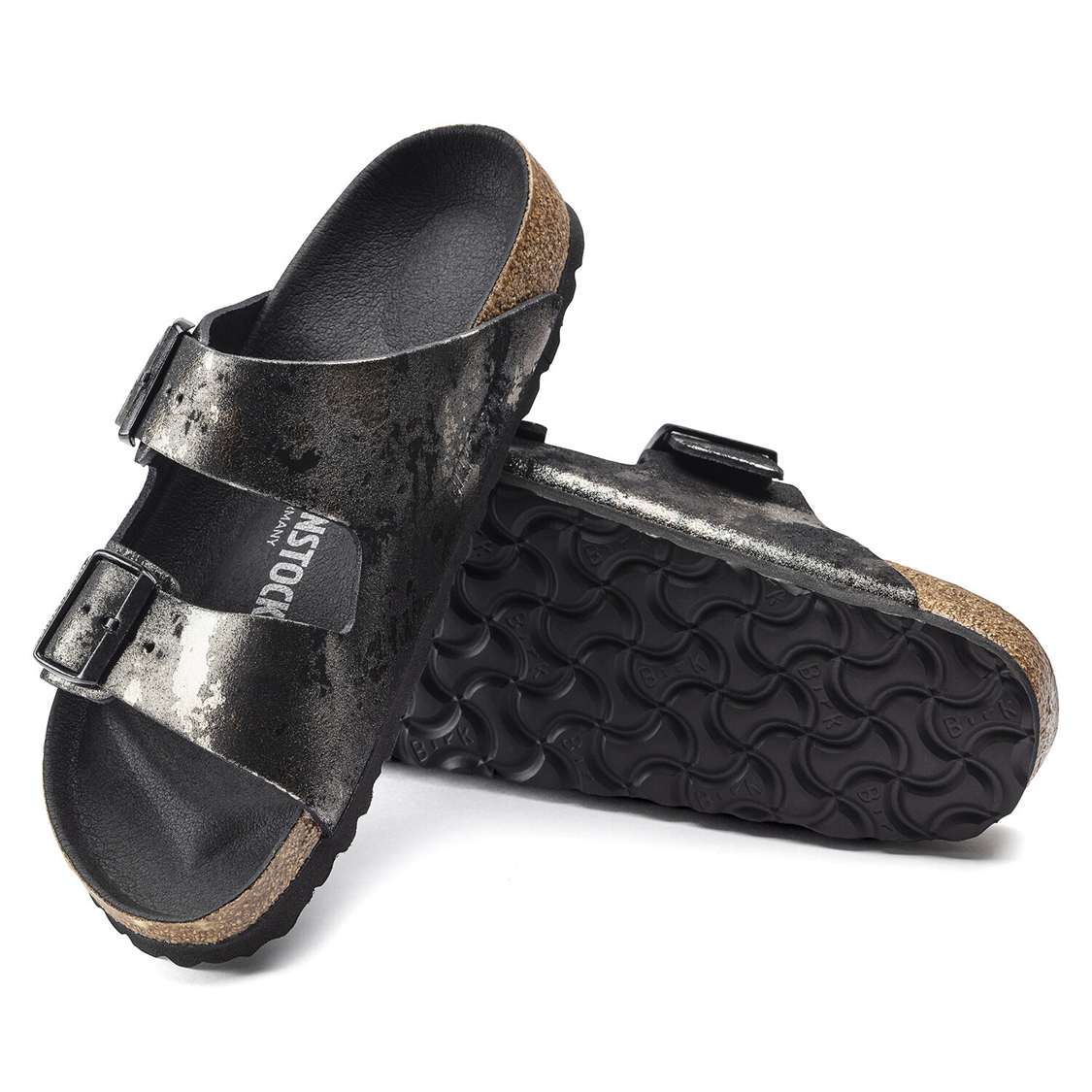 Birkenstock Arizona Suede Leather Two Strap Sandals Black | NOM6tvRc817