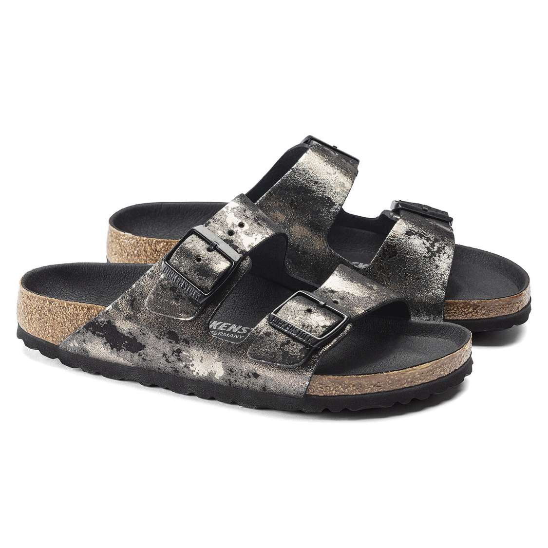 Birkenstock Arizona Suede Leather Two Strap Sandals Black | NOM6tvRc817