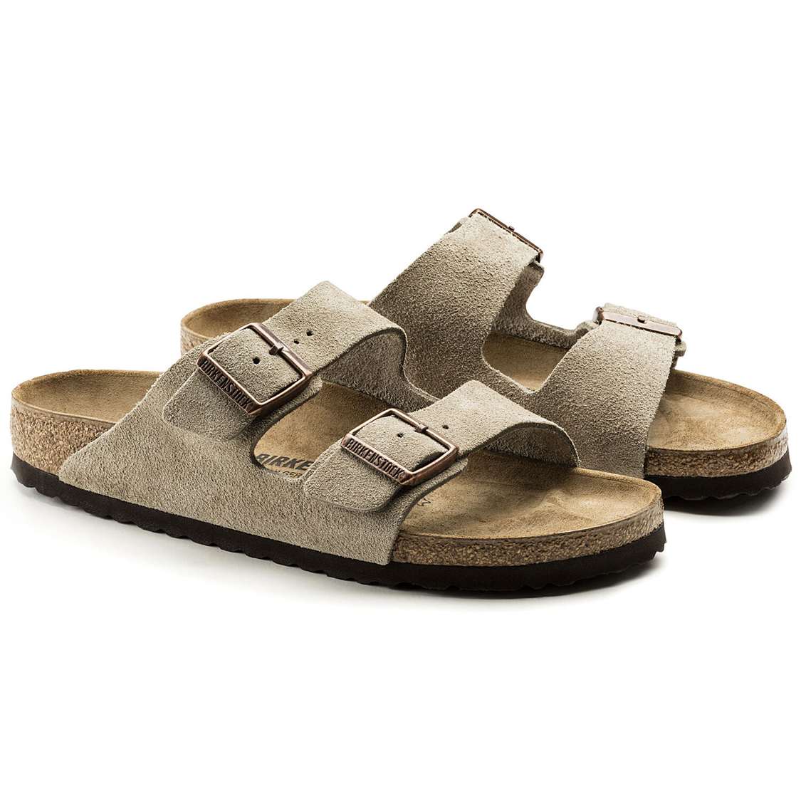 Birkenstock Arizona Suede Leather Two Strap Sandals Brown | eLu9pSFdc84