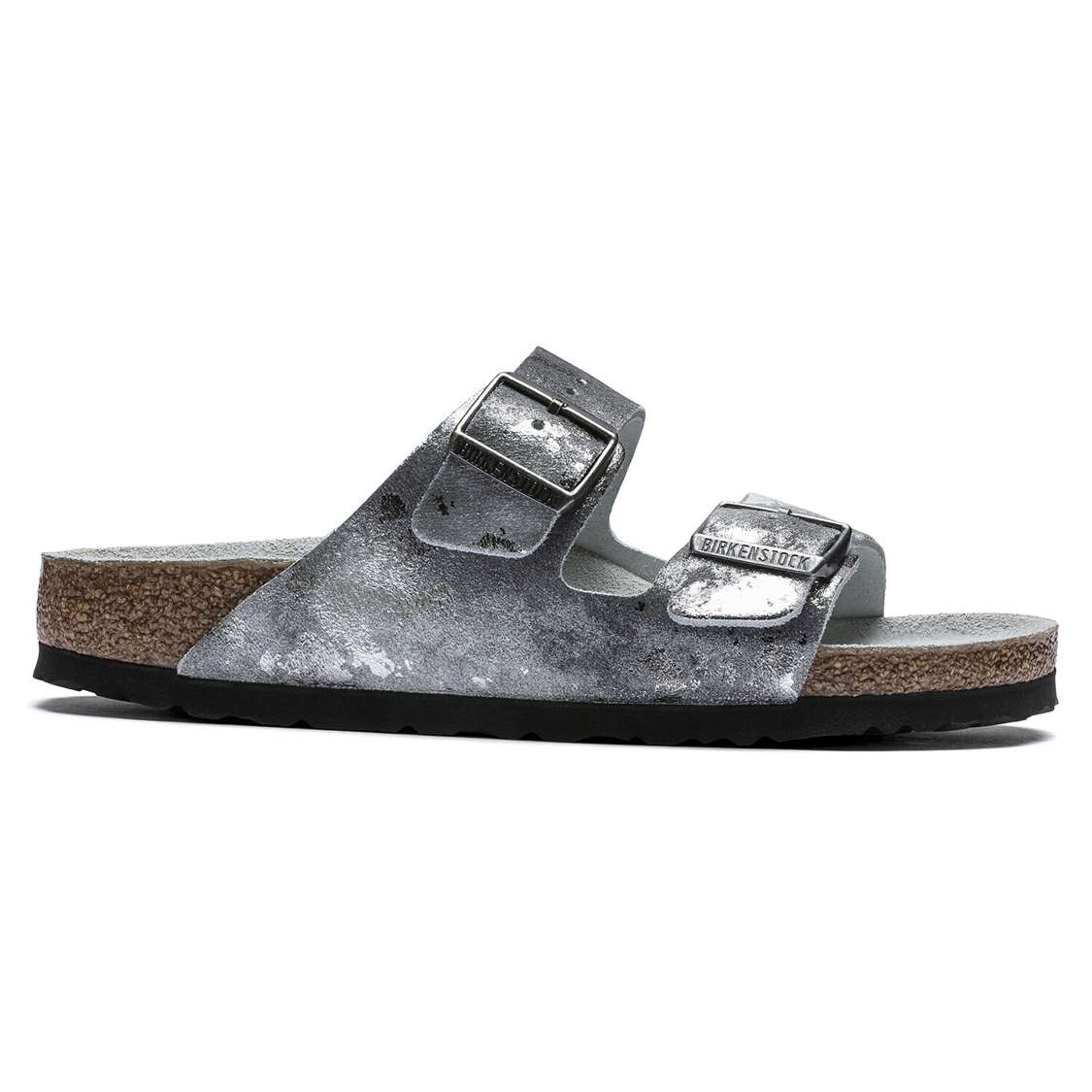 Birkenstock Arizona Suede Leather Two Strap Sandals Grey Silver | gpUxBXsdEUd