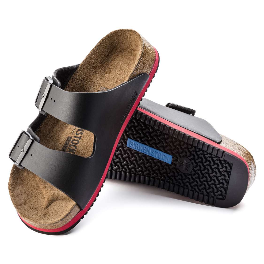 Birkenstock Arizona Super Grip Birko-Flor Two Strap Sandals Black | ZXK4VANcblY