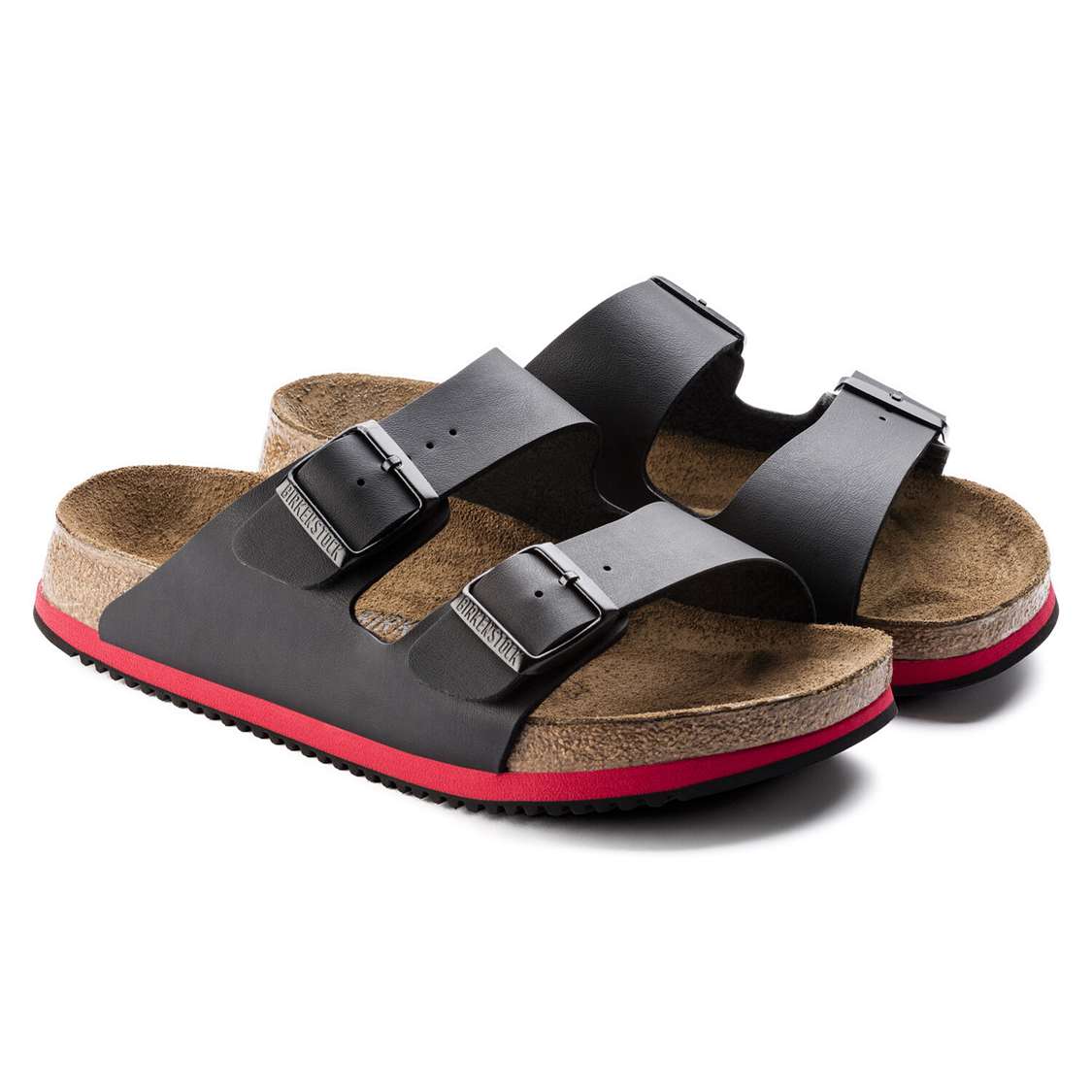 Birkenstock Arizona Super Grip Birko-Flor Two Strap Sandals Black | ZXK4VANcblY