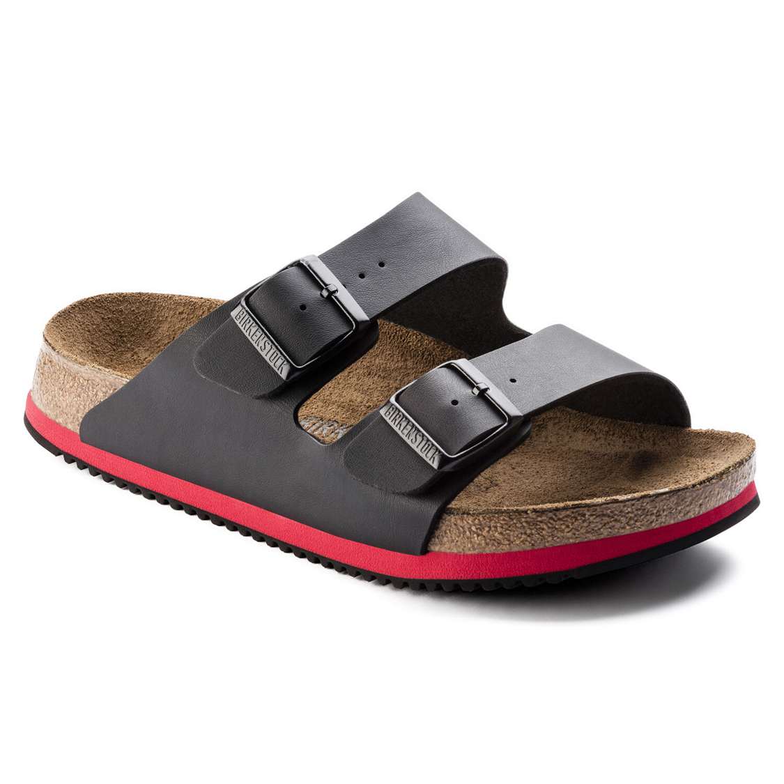 Birkenstock Arizona Super Grip Birko-Flor Two Strap Sandals Black | ZXK4VANcblY