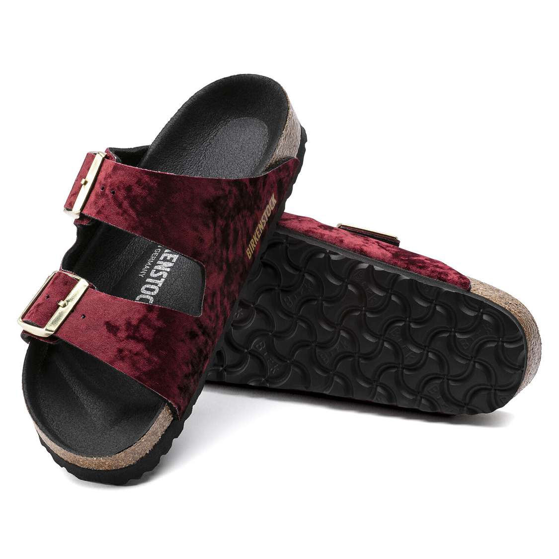 Birkenstock Arizona Textile Two Strap Sandals Burgundy | oTHX8XSzLJF