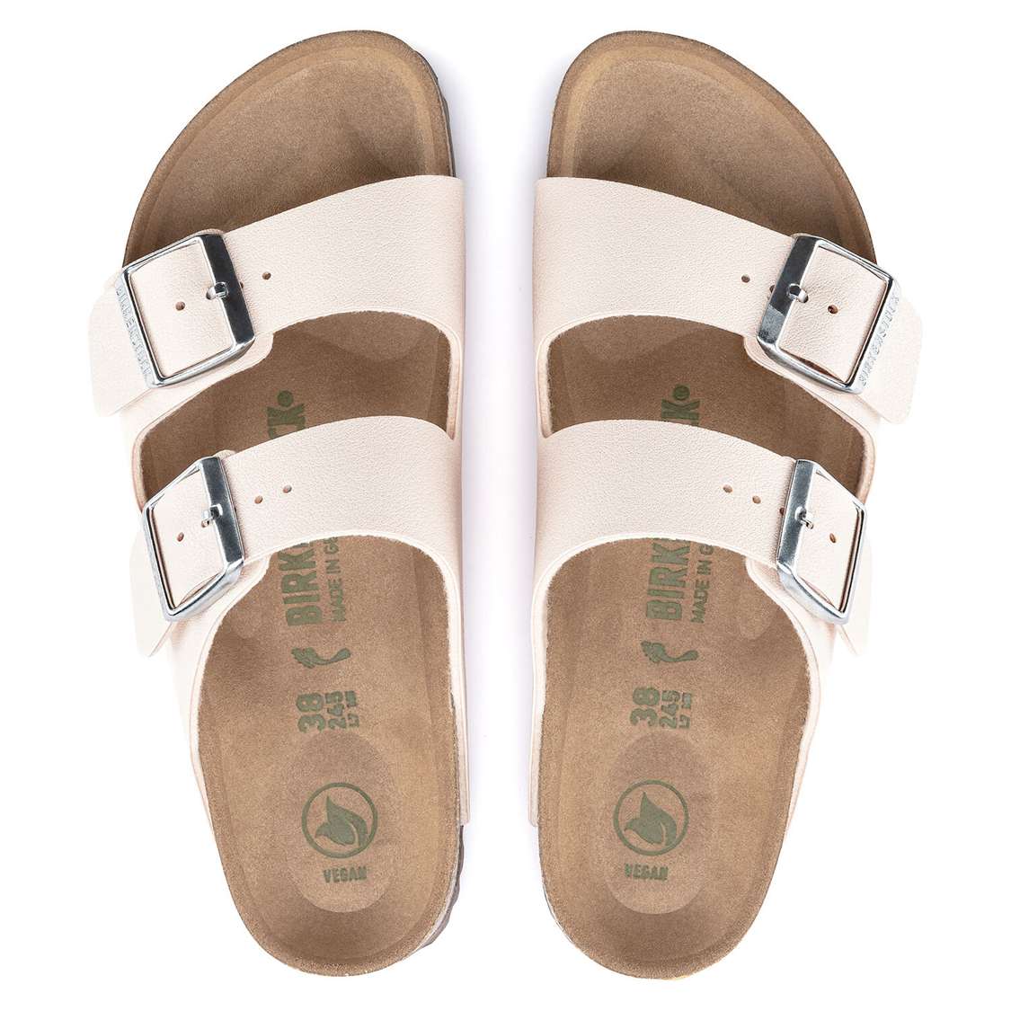 Birkenstock Arizona Vegan Birkibuc Two Strap Sandals Light Rose | XoWS9LErLRz