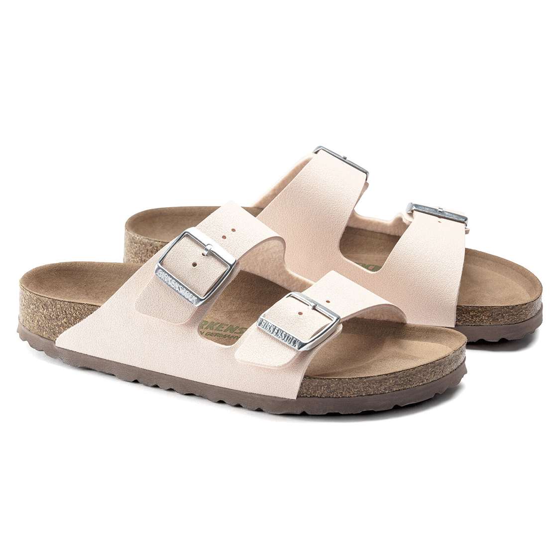 Birkenstock Arizona Vegan Birkibuc Two Strap Sandals Light Rose | XoWS9LErLRz