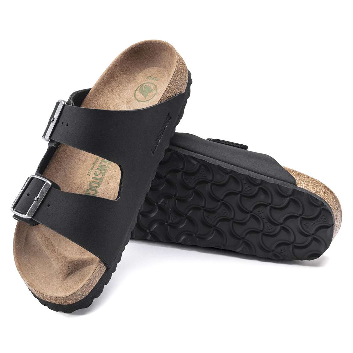 Birkenstock Arizona Vegan Birkibuc Two Strap Sandals Black | nA3wvGqb3I9