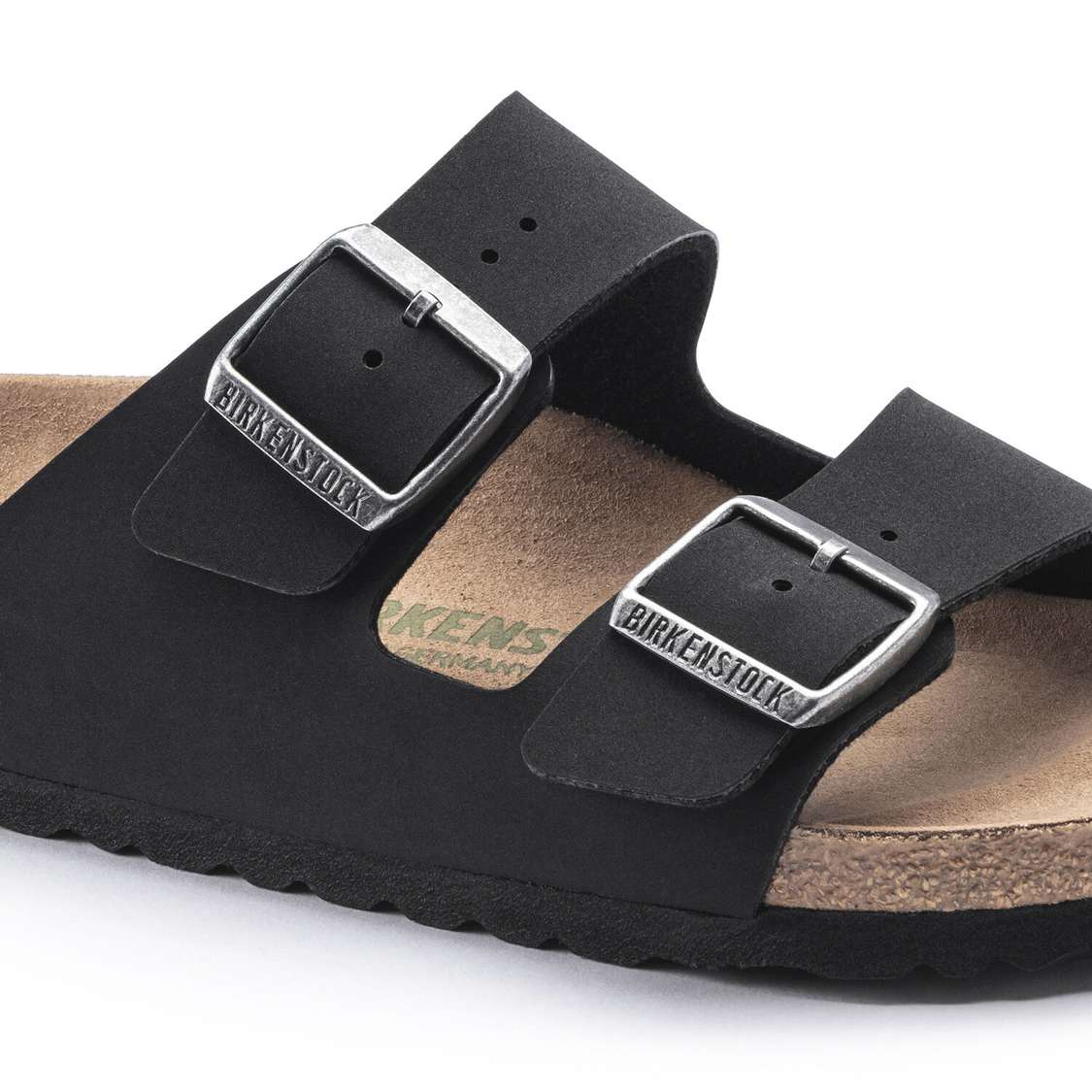 Birkenstock Arizona Vegan Birkibuc Two Strap Sandals Black | nA3wvGqb3I9