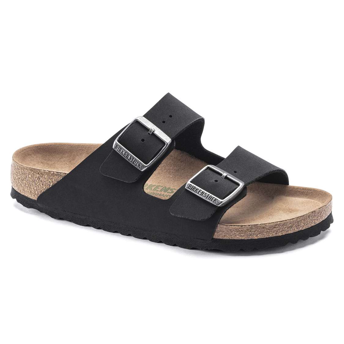 Birkenstock Arizona Vegan Birkibuc Two Strap Sandals Black | nA3wvGqb3I9