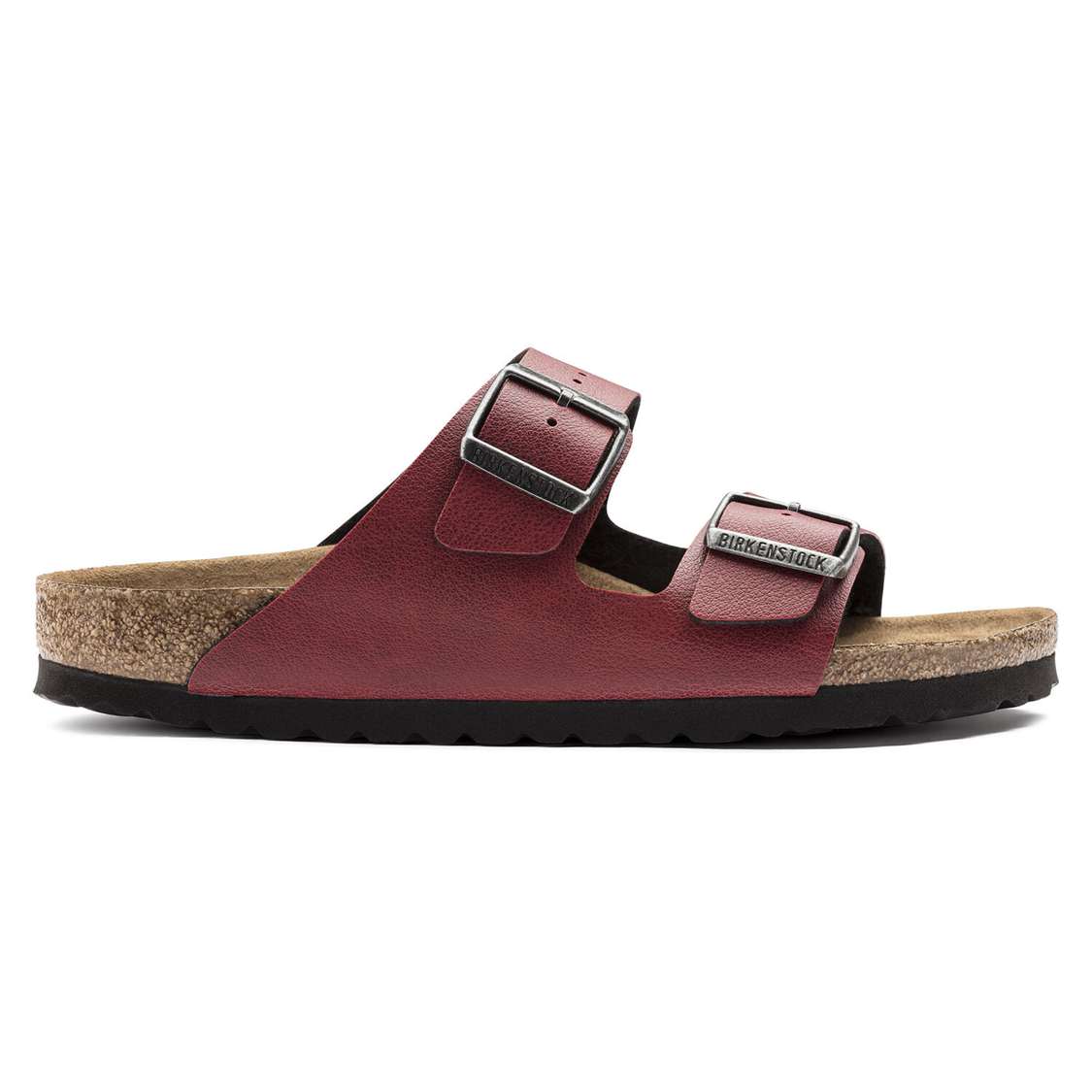 Birkenstock Arizona Vegan Birko-Flor Two Strap Sandals Burgundy | 68jJqS34aJ5