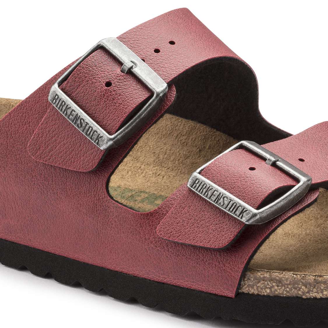 Birkenstock Arizona Vegan Birko-Flor Two Strap Sandals Burgundy | 68jJqS34aJ5