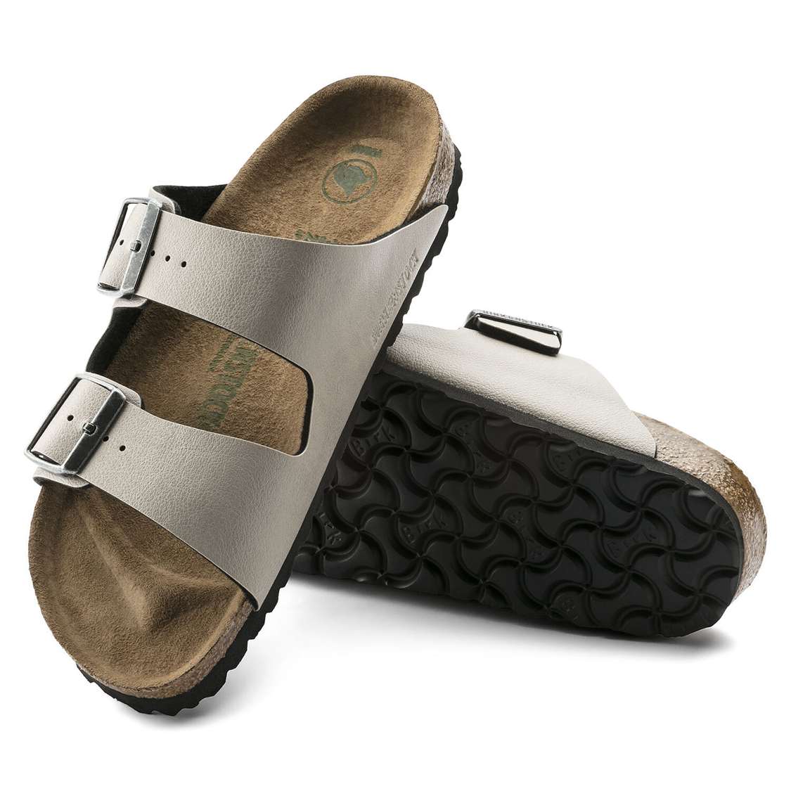 Birkenstock Arizona Vegan Birko-Flor Two Strap Sandals Grey | WFc6mDzWR9T