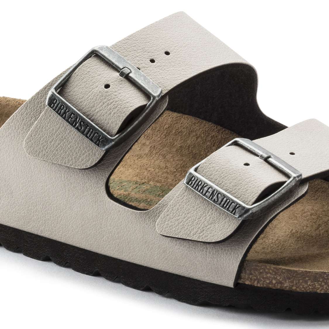 Birkenstock Arizona Vegan Birko-Flor Two Strap Sandals Grey | WFc6mDzWR9T