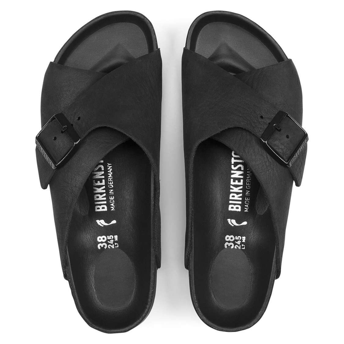 Birkenstock Arosa Leather Two Strap Sandals Black | 5y7RoSL3dur