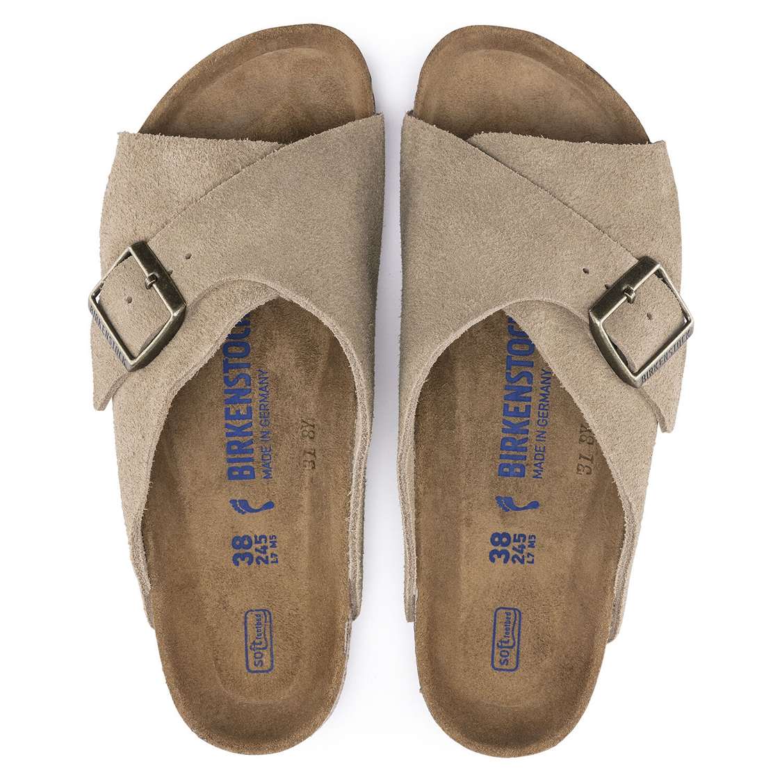 Birkenstock Arosa Soft Footbed Suede Leather Two Strap Sandals Brown | 4YKEeedYtHs