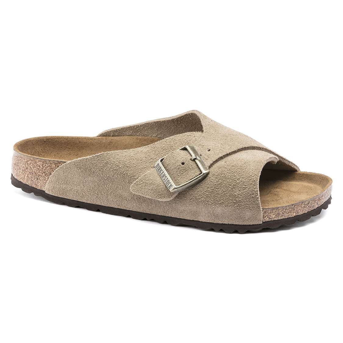 Birkenstock Arosa Soft Footbed Suede Leather Two Strap Sandals Brown | 4YKEeedYtHs