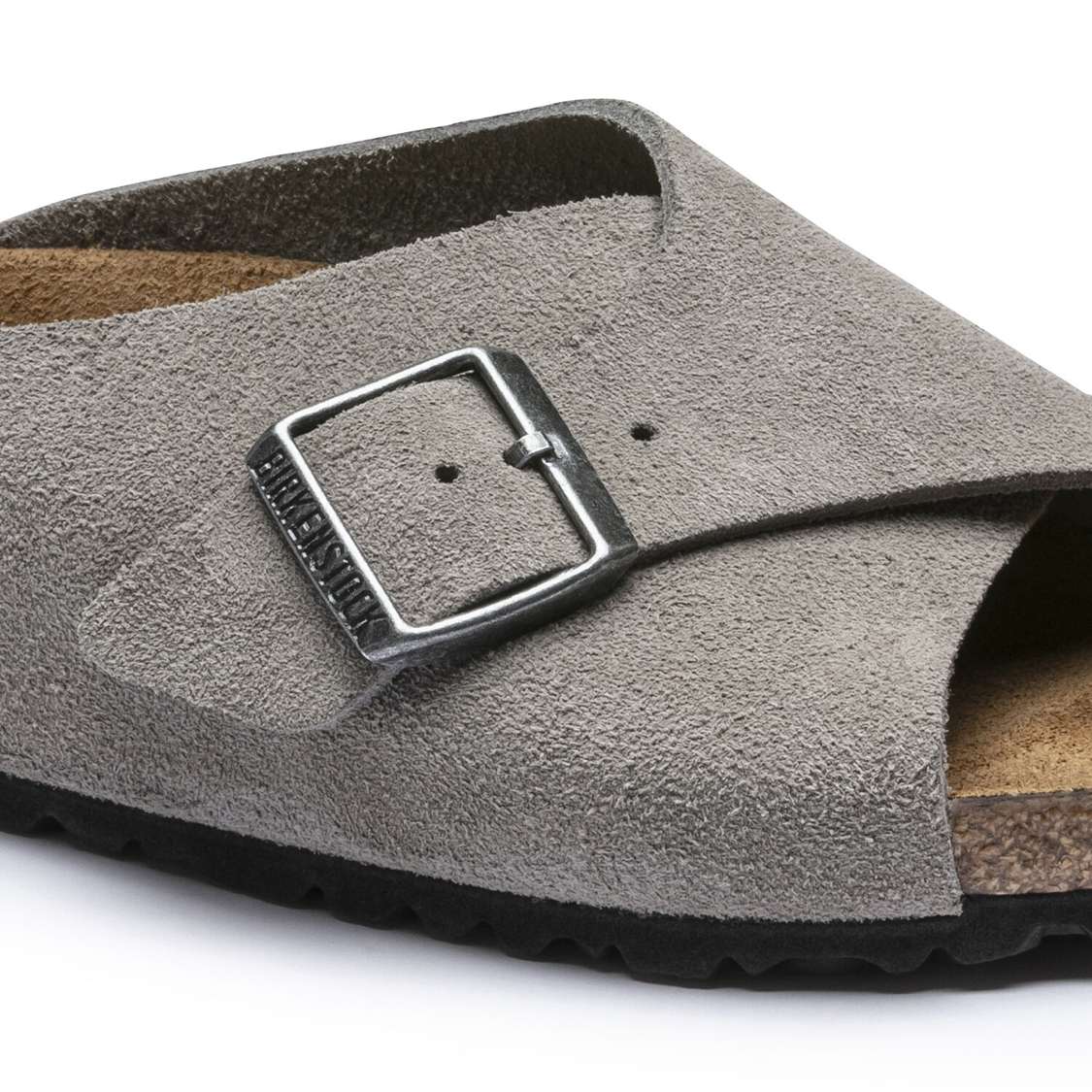 Birkenstock Arosa Soft Footbed Suede Leather One Strap Sandals Grey | HHvEqpKU8of