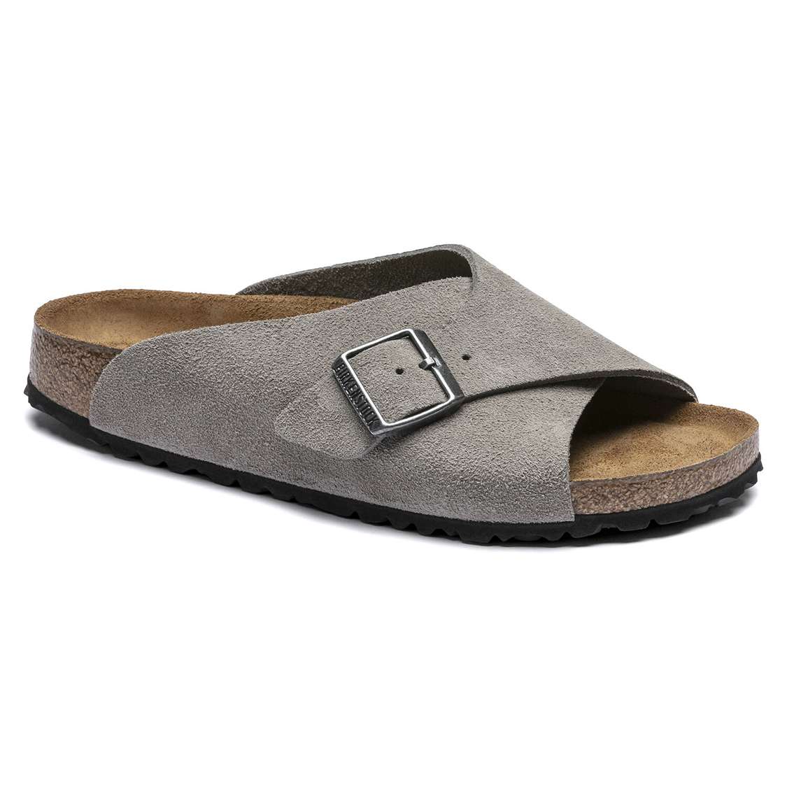 Birkenstock Arosa Soft Footbed Suede Leather One Strap Sandals Grey | HHvEqpKU8of