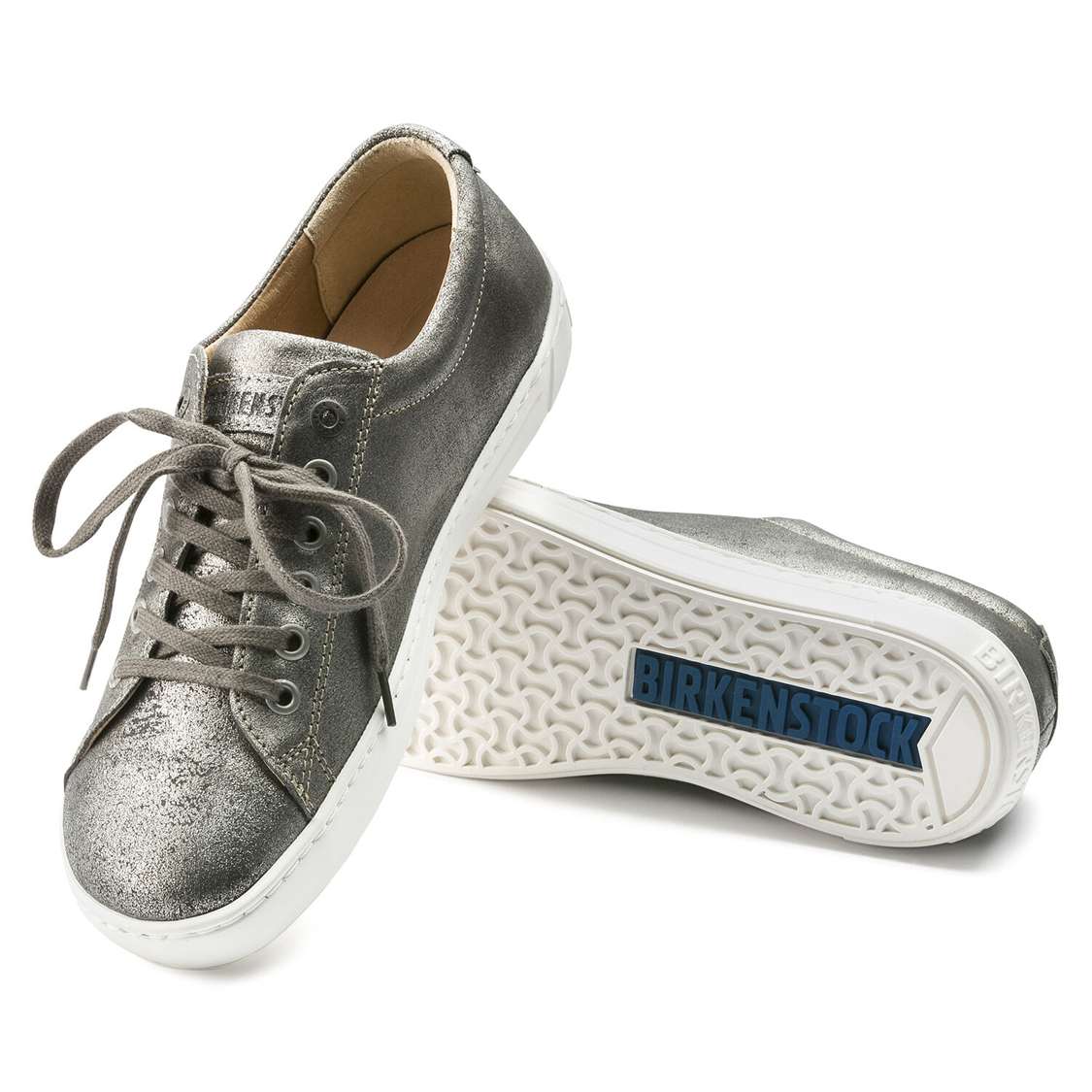 Birkenstock Arran Women Leather Lace Up Shoes Silver | xiqfelb1jlC