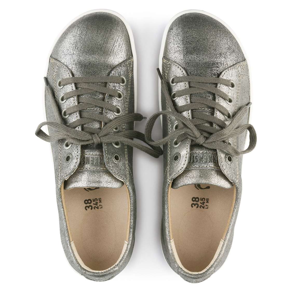 Birkenstock Arran Women Leather Sneakers Silver | RcO4gKuosP5