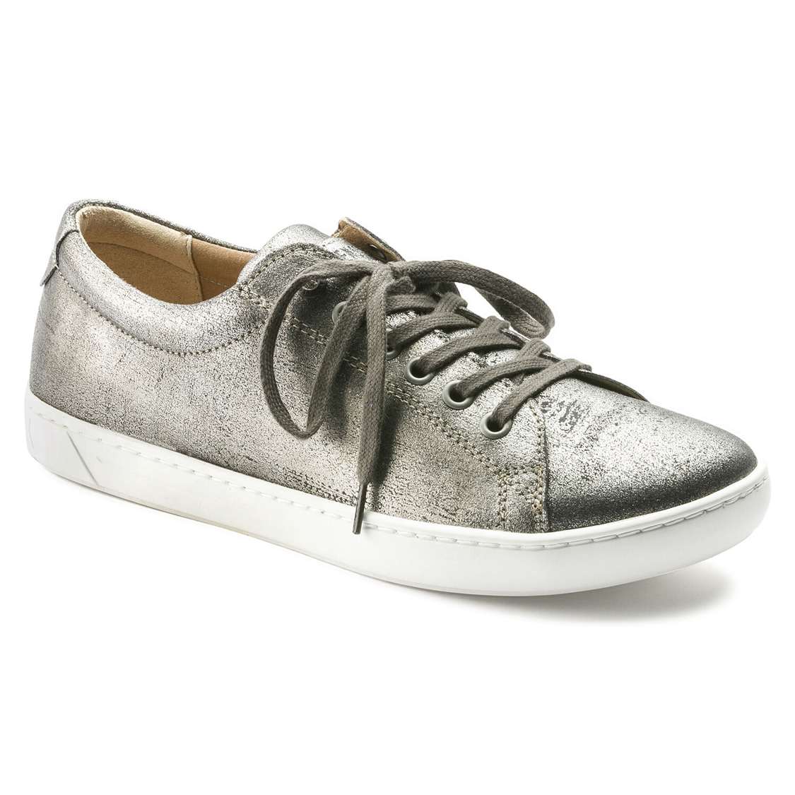 Birkenstock Arran Women Leather Sneakers Silver | RcO4gKuosP5