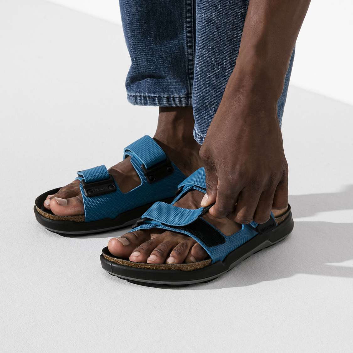 Birkenstock Atacama Birko-Flor Two Strap Sandals Blue | dFOKFSWm44d