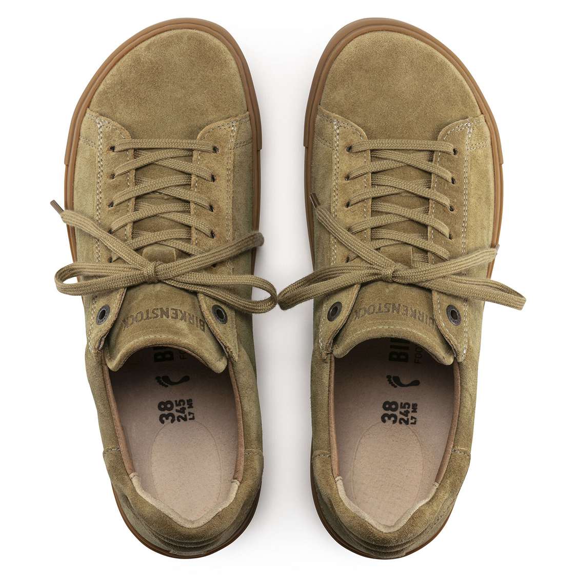 Birkenstock Bend Suede Leather Lace Up Shoes Khaki | pHzXVpBlrU5