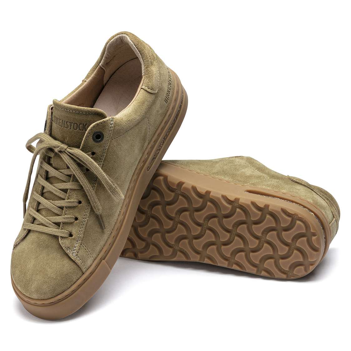 Birkenstock Bend Suede Leather Sneakers Khaki | DzMSu7zZb41