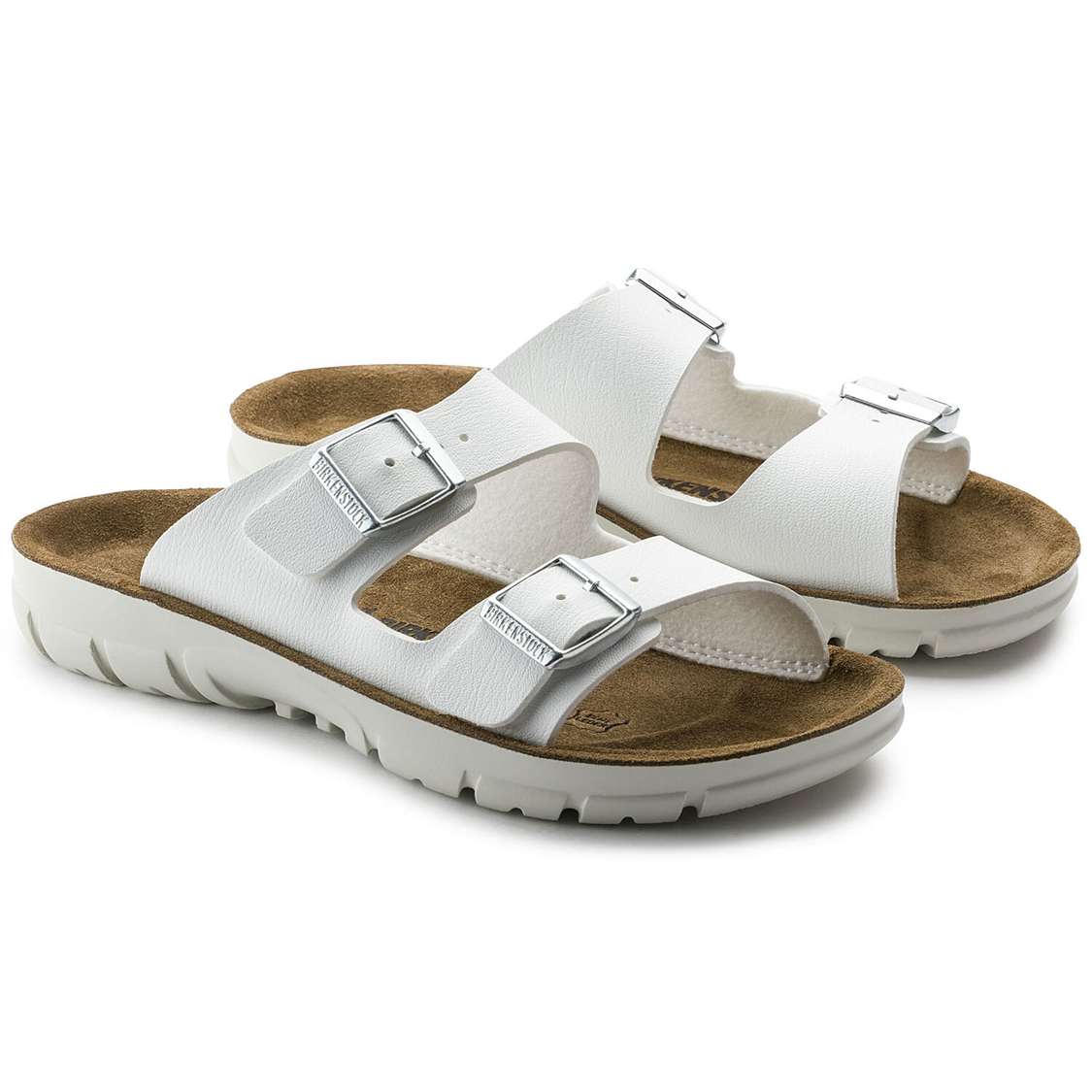 Birkenstock Bilbao Birko-Flor Two Strap Sandals White | CgbKuZYCiQg