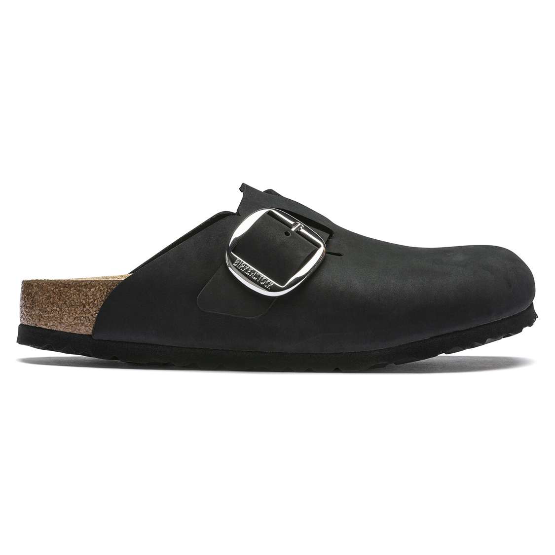 Birkenstock Boston Big Buckle Nubuck Leather Clogs Black | kbtSmDqzSAl