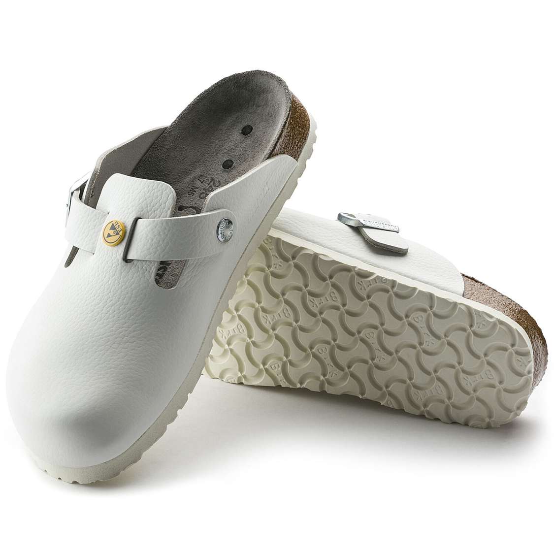 Birkenstock Boston ESD Leather Clogs White | f7M3sVc8FqK